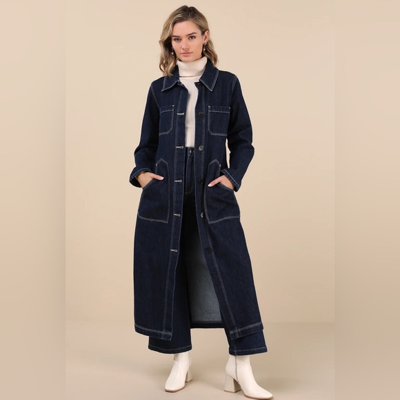 ROLLA'S Bijou Dark Wash Trench Coat Midi Dress Women's XL size 14 NWT